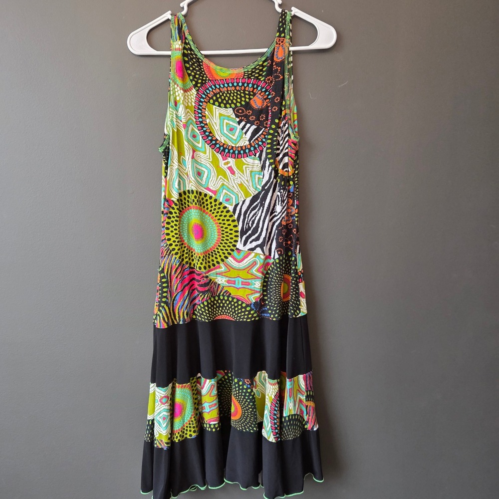 Vintage Joseph Ribkoff Enrobe Mixed Print Tiered Midi Dress Zebra Floral Size 10 - Picture 5 of 5